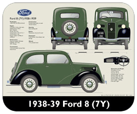 Ford 8 (7Y) 1938-39 Place Mat, Small